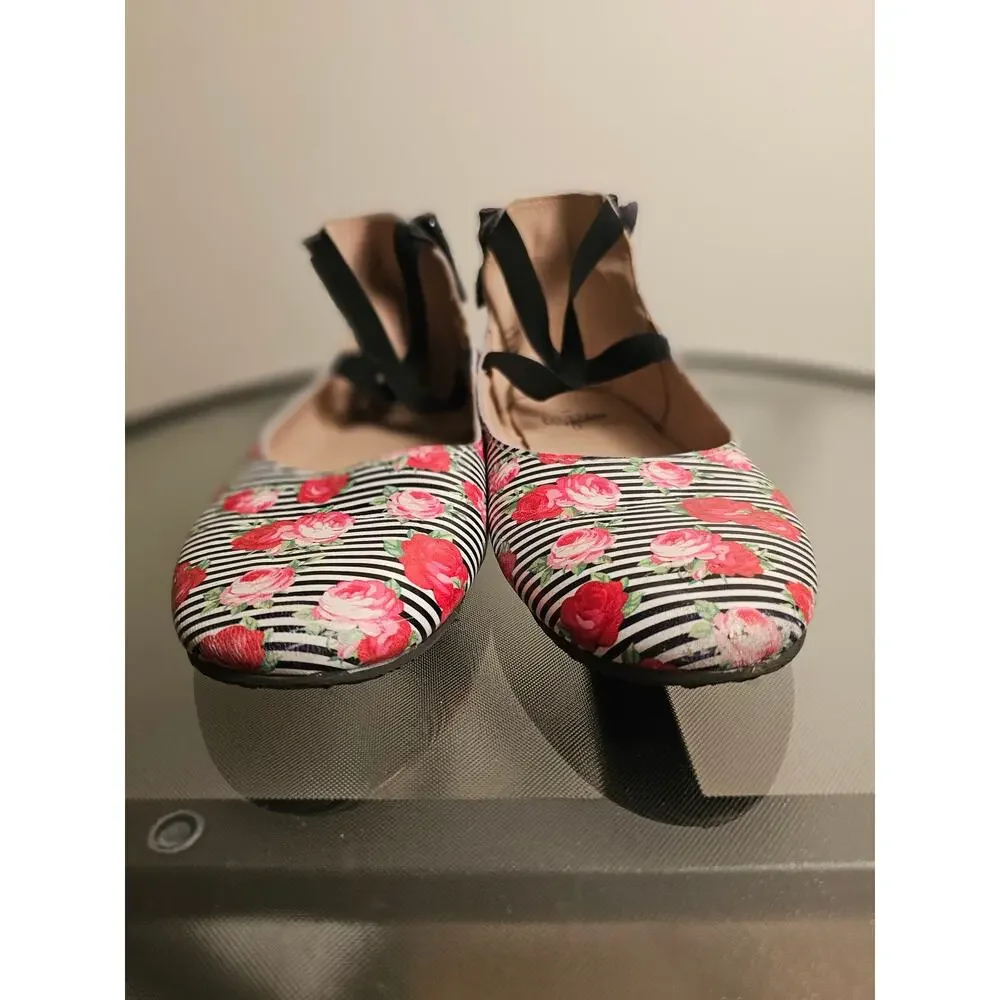 Monkey Feet Floral Leather Flats